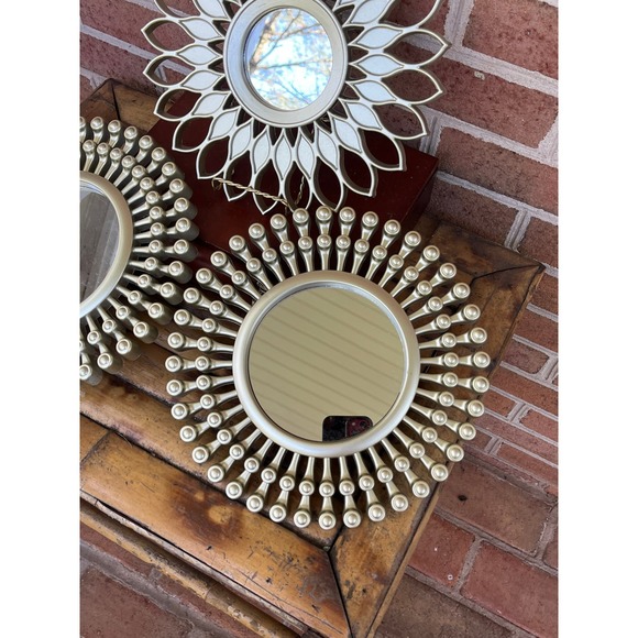 Set of 3 Accent Mirrors Champagne Gold  9 3/4" Boho Chic - Picture 3 of 6